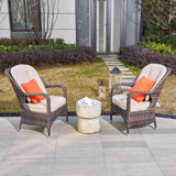 3-Piece Patio Rattan Bistro Set With Coffee Table