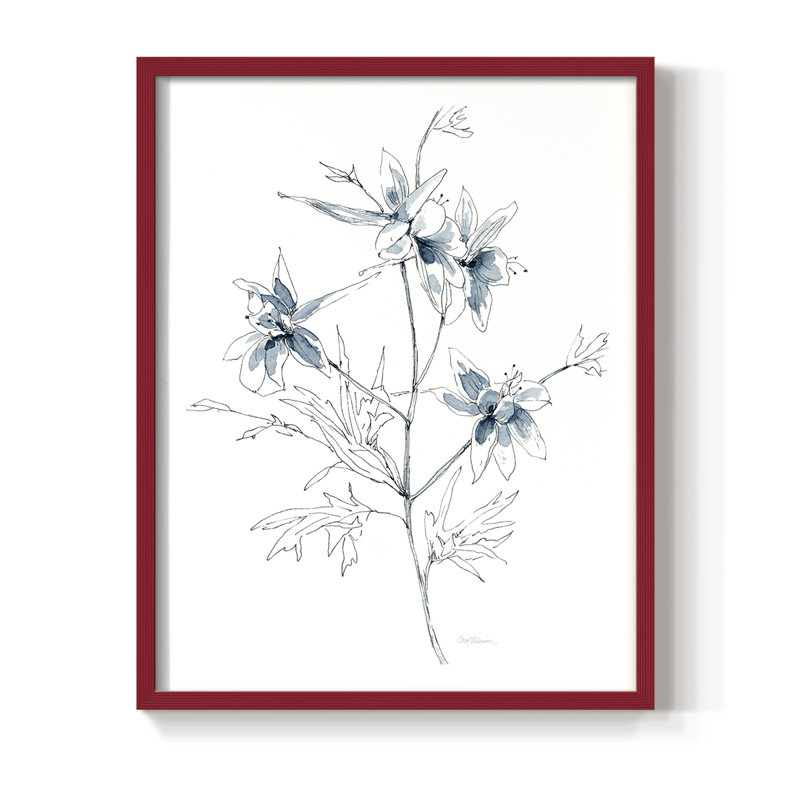Indigo Sketch II Framed Print - Solid Wood