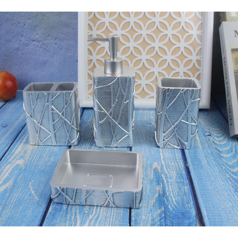 Silver Bathroom Accessories Set