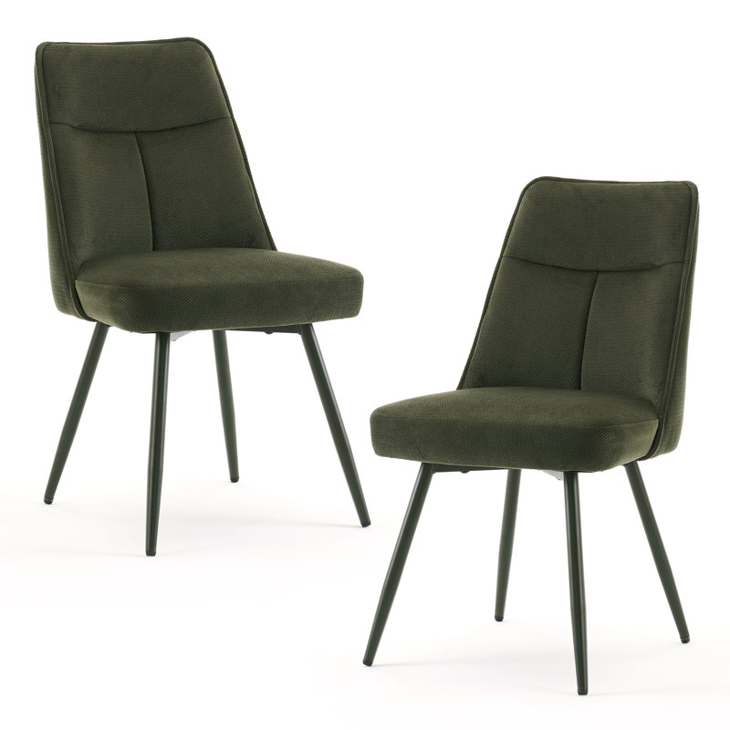 Modern Chenille Fabric Upholstered Dining Chairs Armless Side Chairs with Color-Matched Metal Frame For Kitchen Dining Room