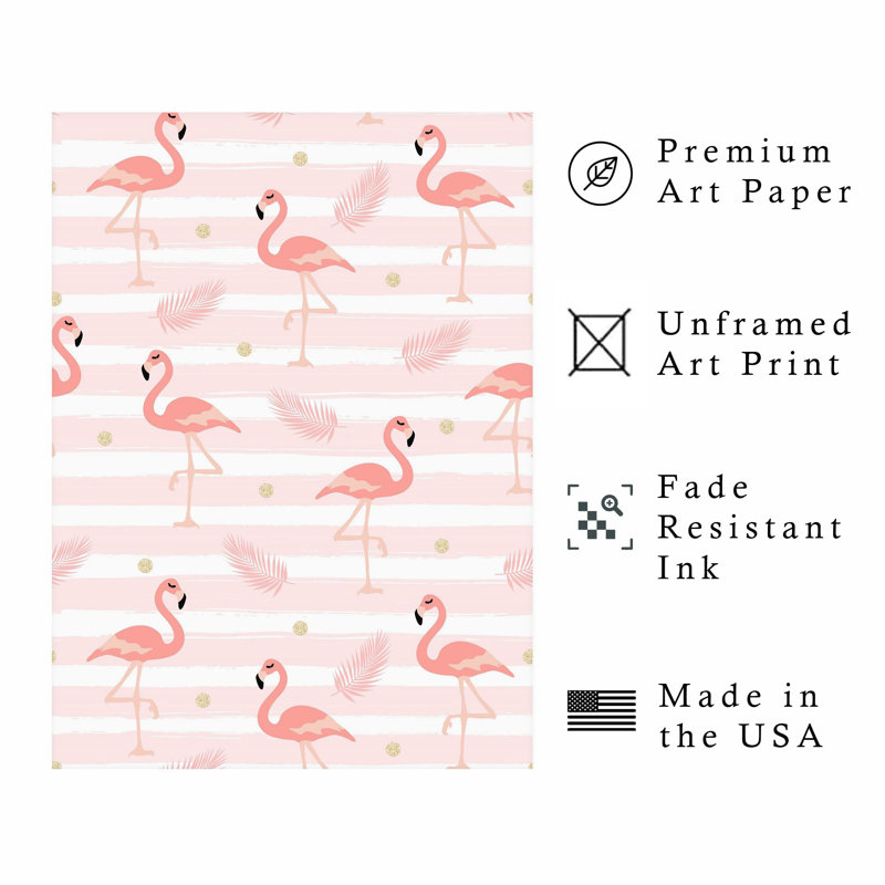 Animaux, motif flamant III, impression tropicale sans cadre