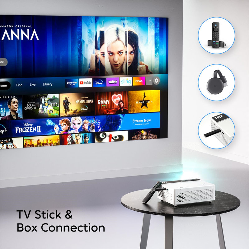 Mini Projector, Upgraded Bluetooth Projector With Screen, 1080P Full HD Portable Projector, Movie Projector Compatible With TV Stick Smartphone/HDMI/USB, Indoor & Outdoor Use