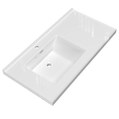 42" Single Bathroom Vanity Top In White With Sink