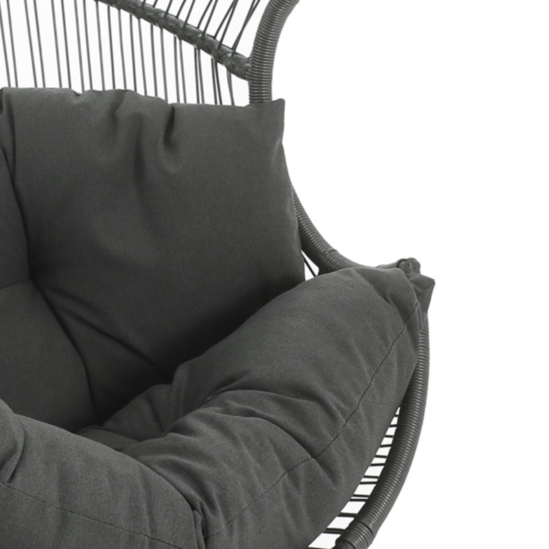 Fauteuil oscillant d'extérieur en osier Palos, Gris foncé, Noir