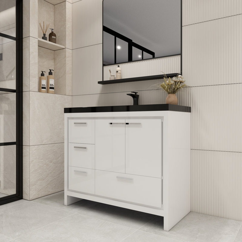 Ensemble de meuble-lavabo simple 42 po Eolia, Blanc très luisant
