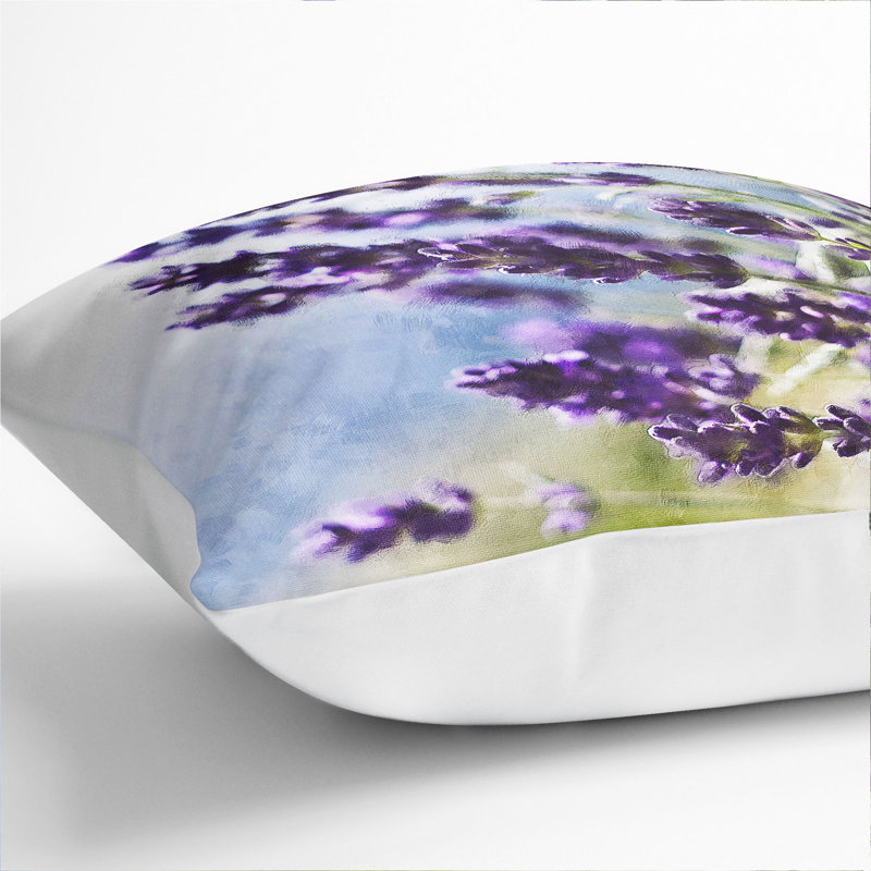 Lavender Vol.2 Painting Square Throw Cushion, 55cm H x 55cm W x 20cm D, White