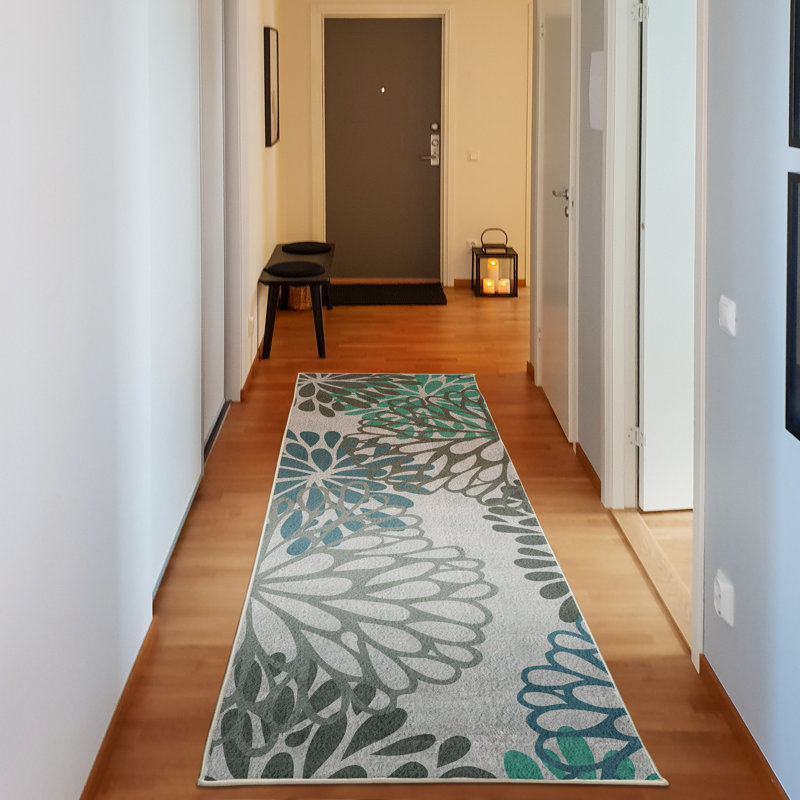 Tapis décoratif à longues fibres en fibre de polyester haute densité Jennabel, Tapis de couloir 2 pi 5 po x 7 pi 5 po