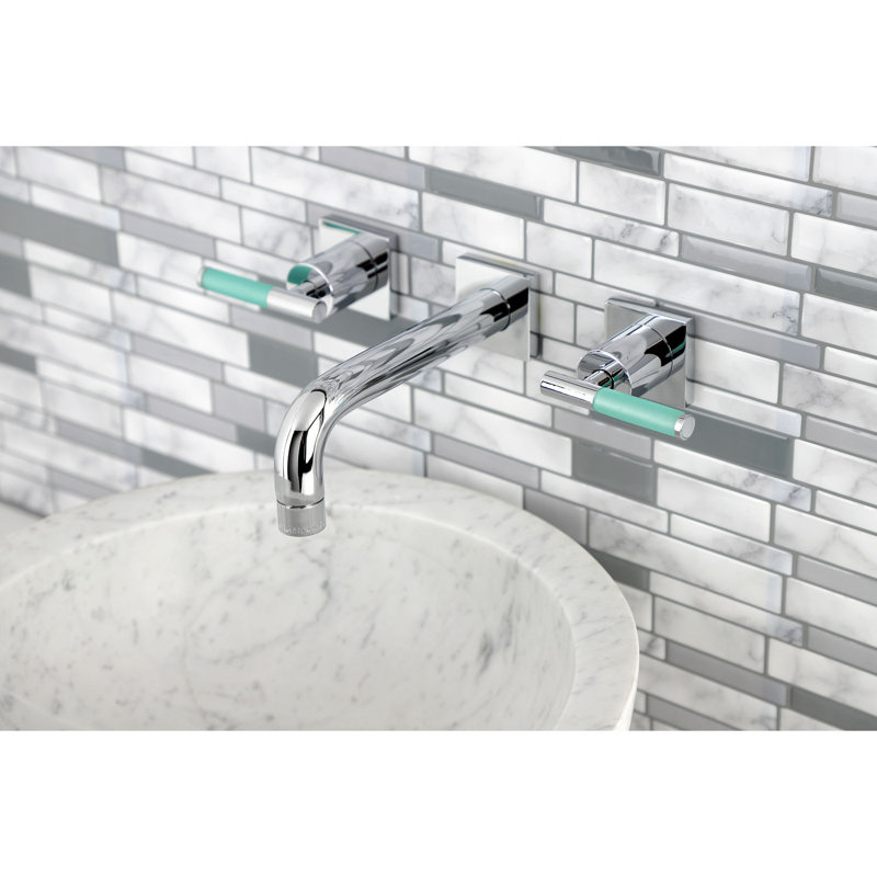Kingston Brass Millennium Two-Handle 3-Hole Wall Mount Bathroom Faucet, Polished Chrome, Lever