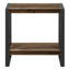 Table d'appoint, côté, bout, table de chevet, lampe, salon, chambre à coucher, stratifié brun, métal noir, industriel
