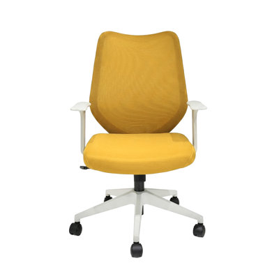 Mowbray Low Back Office Chair in Mustard Yellow Mesh with White Frame