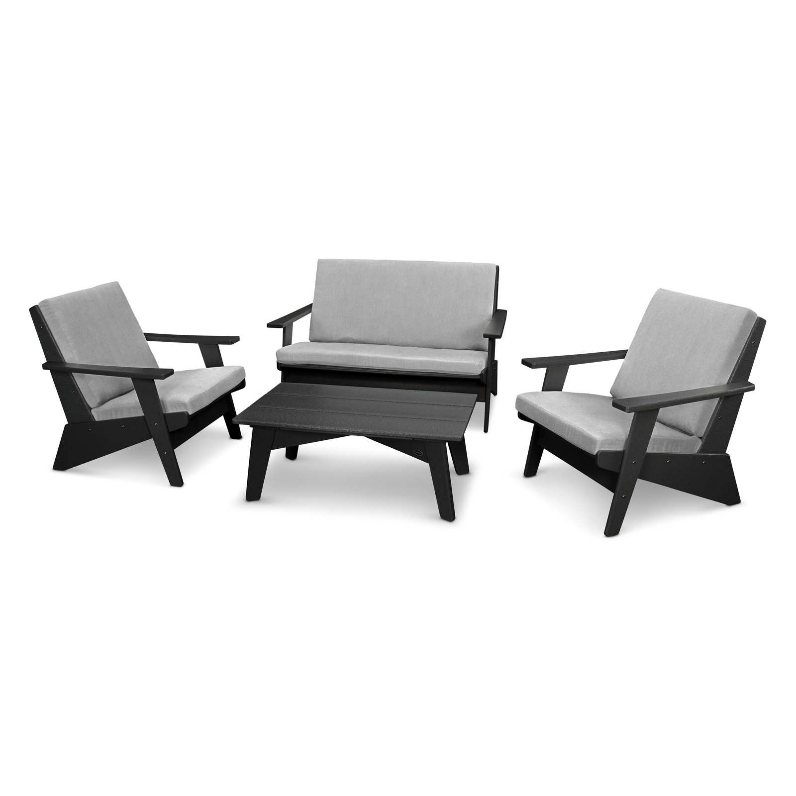 POLYWOOD® Riviera 4-Person Patio Seating Group, Black, Granite