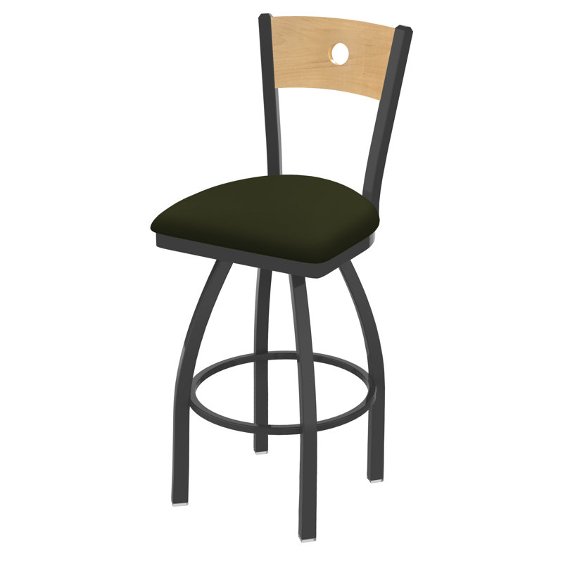 830 Voltaire Swivel Bar & Counter Stool, Natural Maple, Canter Pine Vinyl / Bronze Frame, Bar Stool (30" Seat Height)