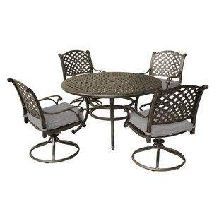 5-Piece Cast Aluminum Round Dining Set
