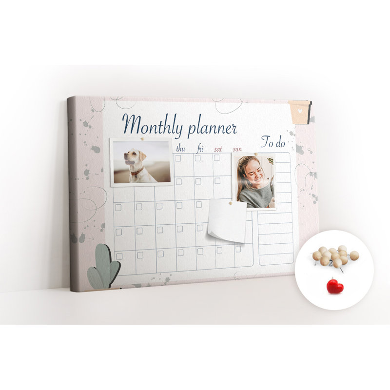 Wall Mounted cork board with print decorative wall notice boards decorative bulletin board ideas Monthly planner