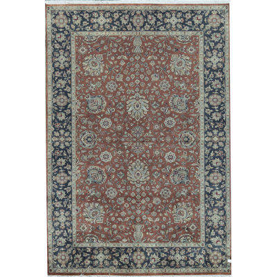 Gramercy Wool Oriental Area Rug in Rust/Navy