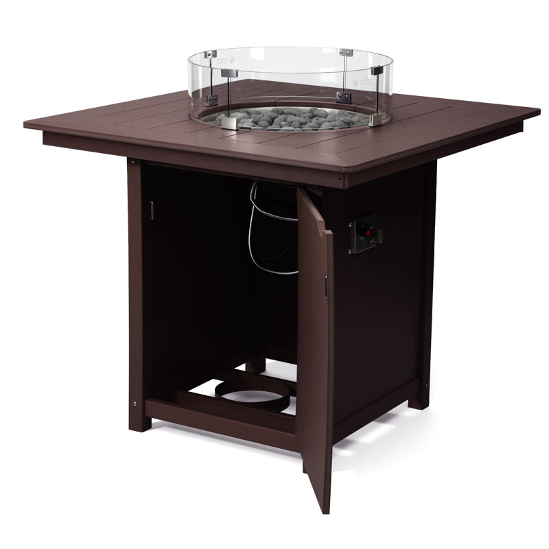 Table carrée avec foyer 42 po, 42.25" H x 42.25" W x 42.25" D, Dark Brown