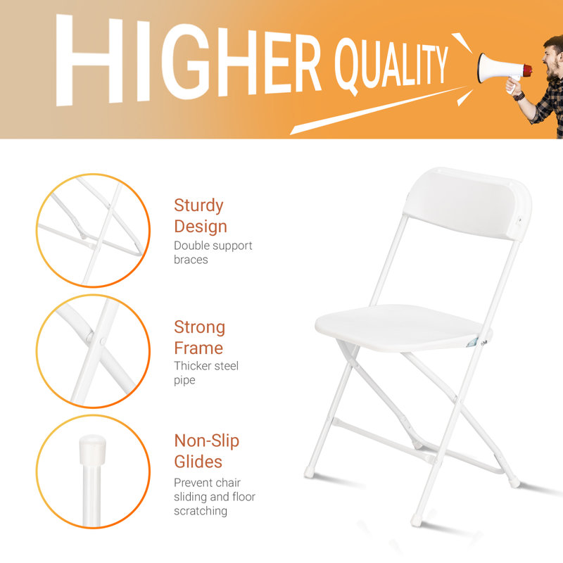 Chaises pliantes empilables en plastique / résine Marvaa, Blanc