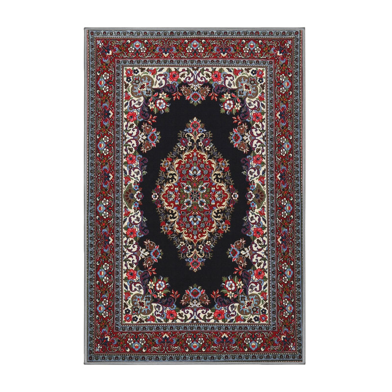 Tapis brun/noir/beige traditionnel Arum, Rectangle 7 pi x 9 pi