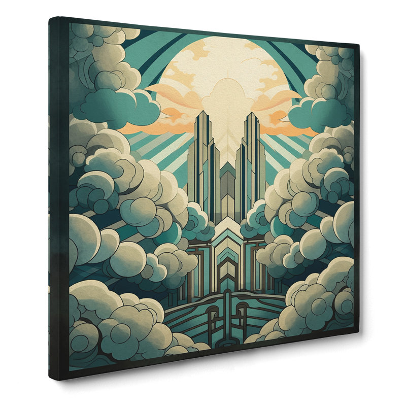 Cloudy Sky Art Deco No.2 - Wrapped Canvas