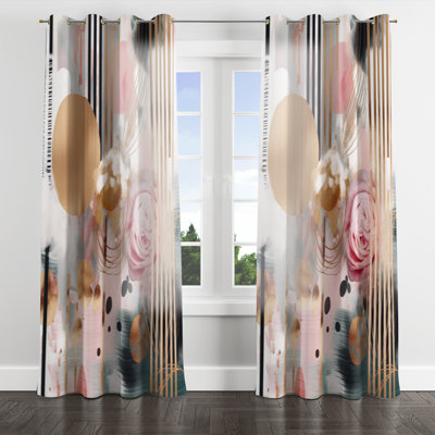 Aul - Abstract Floral Grommet Curtain - Velvet Room Darkening - 1 panel