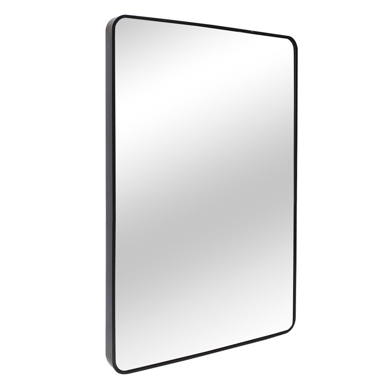 Metal Framed Wall Mounted Accent Mirror, Black, 60cm H x 60cm W