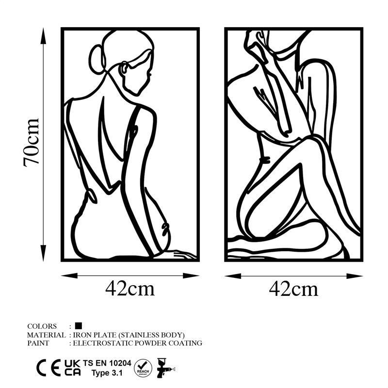 Élégant accessoire mural décoratif en métal (2 pièces), finition noire, 16,5 x 27,6 pouces | 100% métal avec une épaisseur de 0,06 pouce | Conception légère (1,4 lb) | Parfait pour la décoration intérieure, facile à accrocher