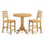 Ensemble bistro 5 pièces à hauteur de comptoir comprenant une table de salle à manger ronde avec piédestal et 4 chaises de cuisine revêtues de tissu en lin, 36 x 36 pouces, chêne-110003816-129846034