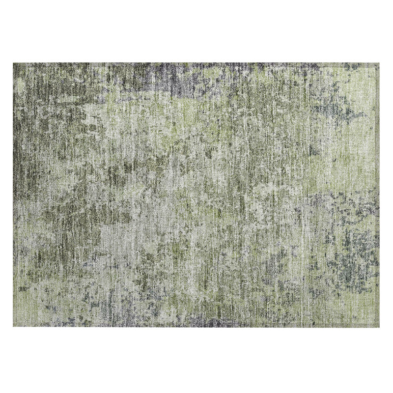 Cicel Indoor/Outdoor Machine Washable ACN1162 - Green, Rectangle 1 pi 8 po x 2 pi 6 po