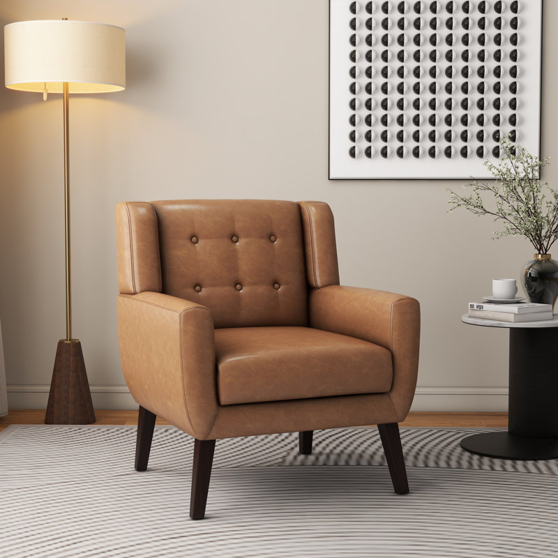 Jaqueze 73.2Cm Wide Tufted Armchair, Brown Faux Leather