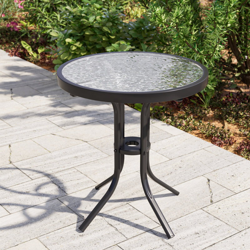 Table d'appoint ronde pour terrasse, table basse d'extérieur toutes saisons avec structure thermolaquée, petite table d'extérieur pour terrasse avec jardin et terrasse