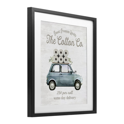 Cotton Toilet Paper Delivery Framed Print Under Glass, design by Lettered and Lined