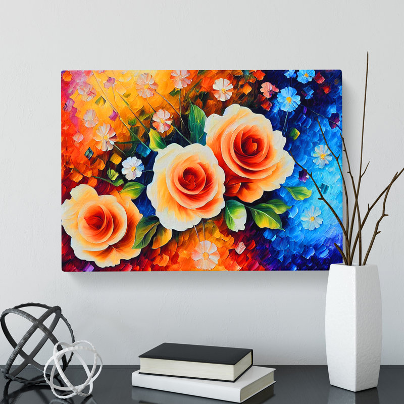 The Painted Roses Vol.2 Abstract - Wrapped Canvas, 50cm H x 76cm W x 3cm D