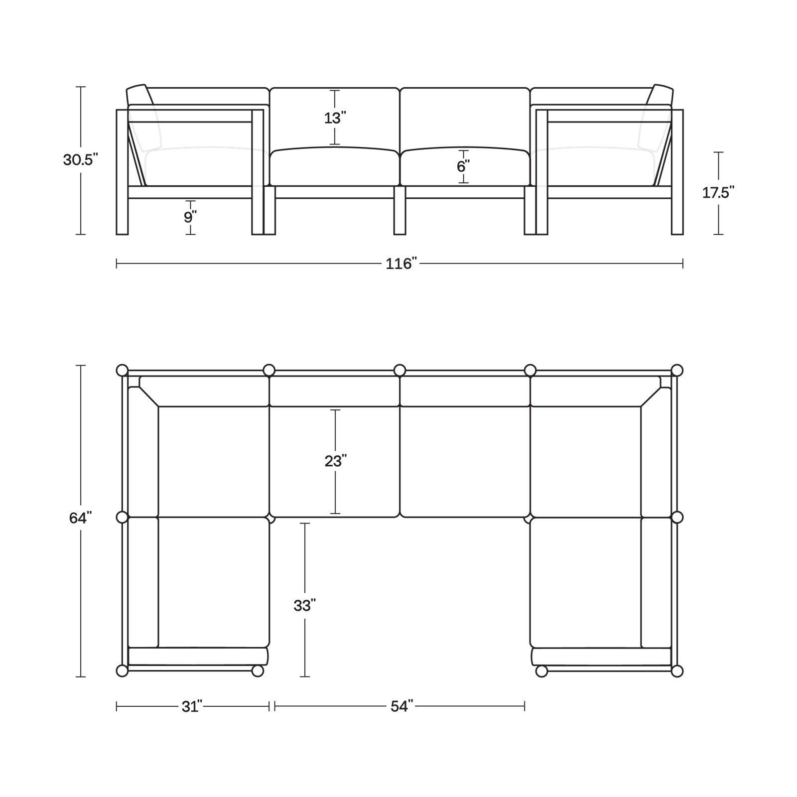Haven 116" Sunbrella® Patio Sectional, Sunbrella Coal