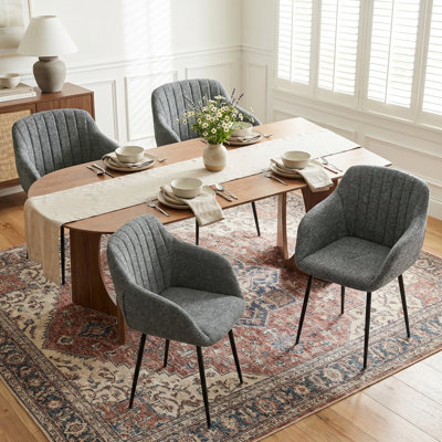 Ohio Modern Upholstered Dining Chairs with Metal Legs