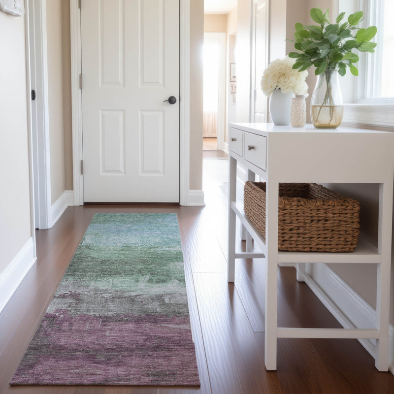 Tapis abstrait Premium Sykora AMF1473 lavable à la machine, Tapis de couloir 2 pi 3 po x 7 pi 6 po