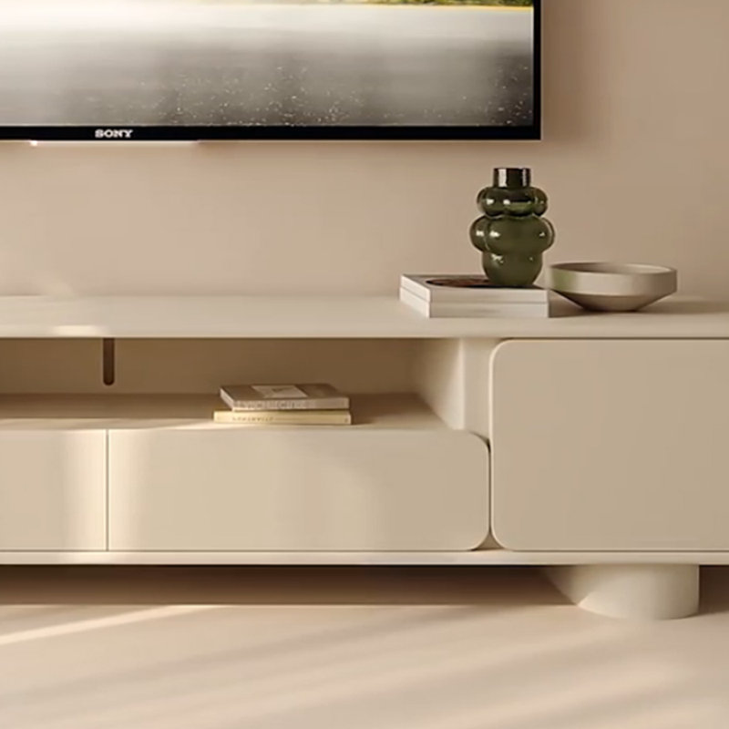 Meuble télé simple en bois massif de style crème, 70.86"