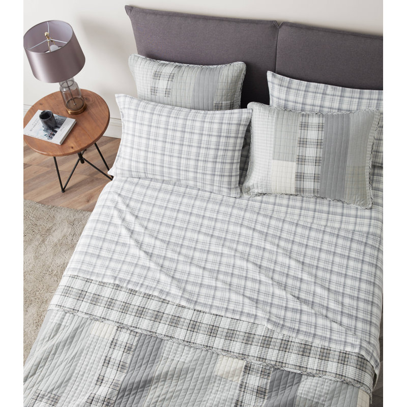 Ensemble de draps 100% coton 200 fils, Ensemble de draps pour très grand lit avec 2 taie, Carreauté Beacon Hill