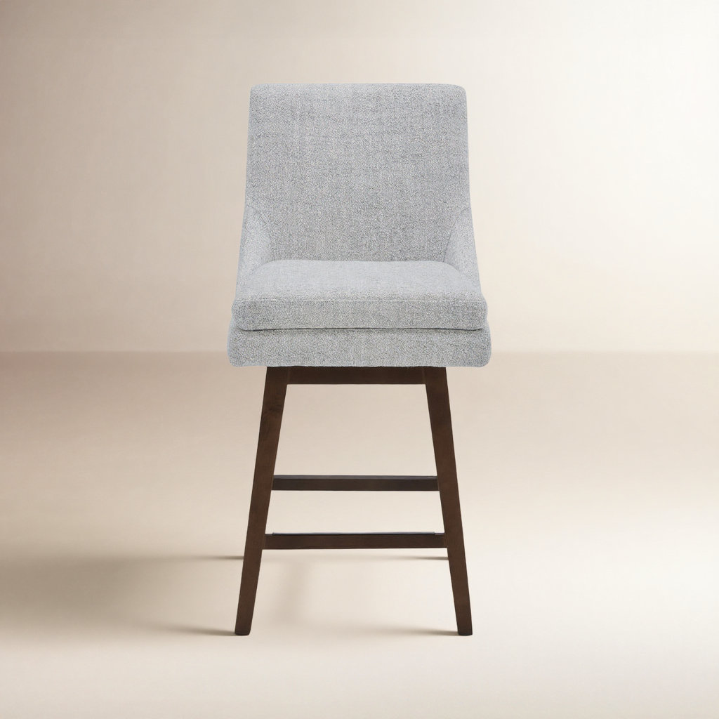 Zahara 26" Swivel Bar Stool, Nathan Gray Heathered/Walnut