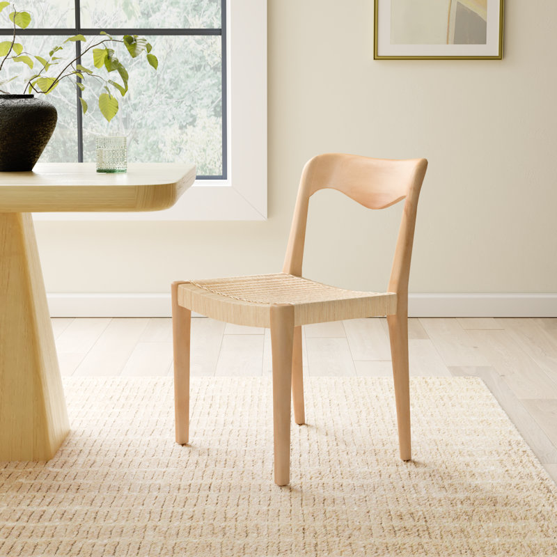 Dannon 17.71'' H Teak Side Chair, Natural/Beige