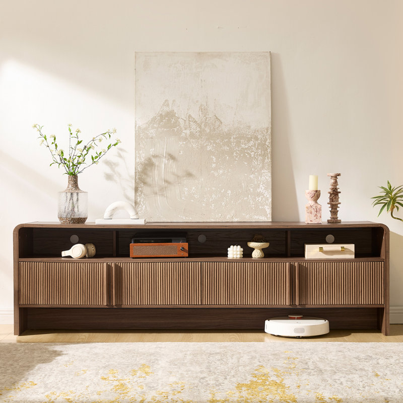Meuble télé 70 po avec 2 portes et rangement ouvert Dulane, Brun