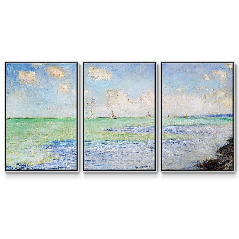 La mer à Pourville, 1882, 3 pièces, H 40 po x l 78 po x P 2 po, Blanc