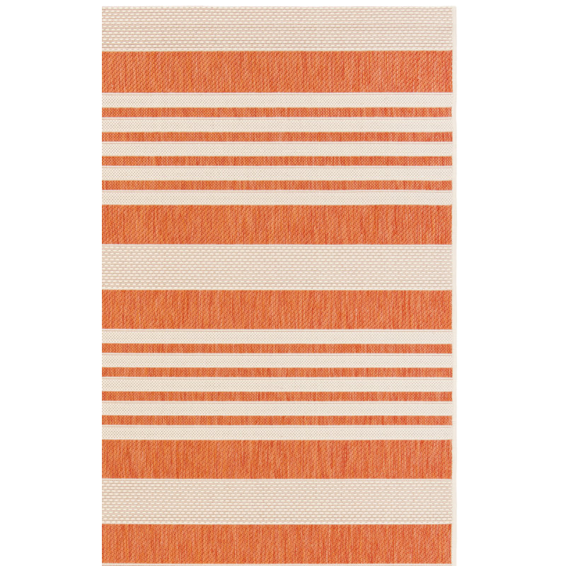 Arneshia Striped Terracotta/ Beige Indoor / Outdoor Area Indoor/Outdoor Area Rug, Rectangle 9' x 12'