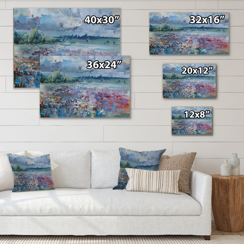 «Scenery Wildflowers Blooming», peinture sur toile, H 8 po x l 12 po x P 1 po, Toile tendue
