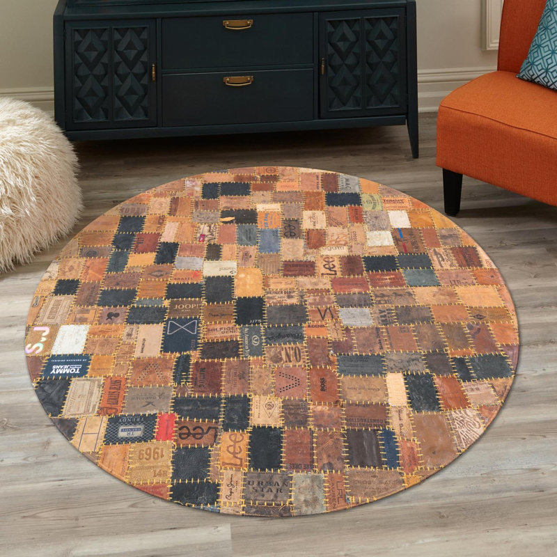 Tapis en cuir Gloria Jean, Rond 10pi
