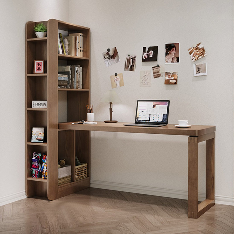 Bureau rectangulaire brun en bois massif, H 70,87 po x l 62,99 po x P 21,65 po