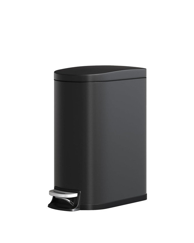 Poubelle de cuisine en acier inoxydable avec couvercle 13 po, Noir