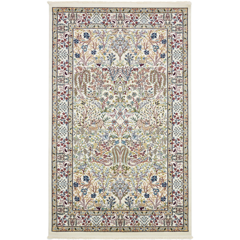 Jackson Floral Indoor Rug, Rectangle 3'1" x 5'3", Ivory