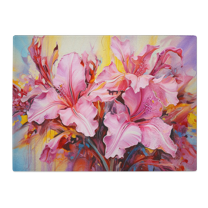 Orchid Flower Action  Glass Chopping Board