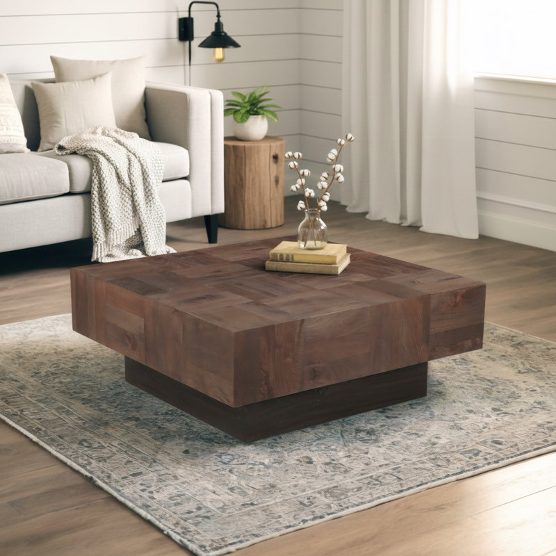Camari Solid Wood Pedestal Coffee Table, Walnut