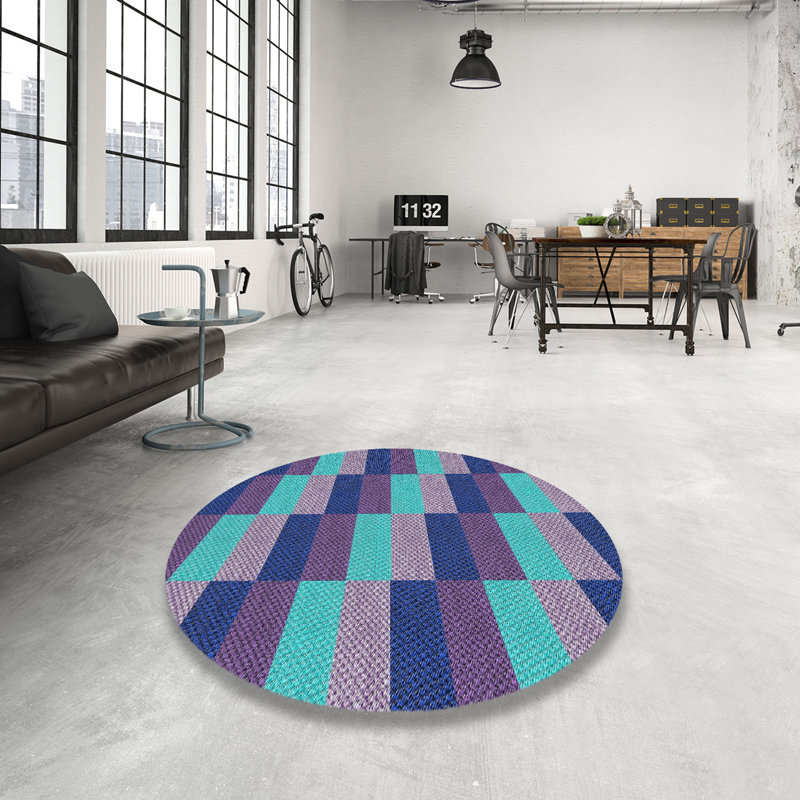 Tapis mauve / bleu Antor, Rond 7 pi